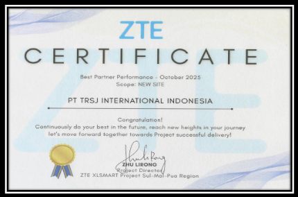 ZTE Best Partner Performance Certificate
